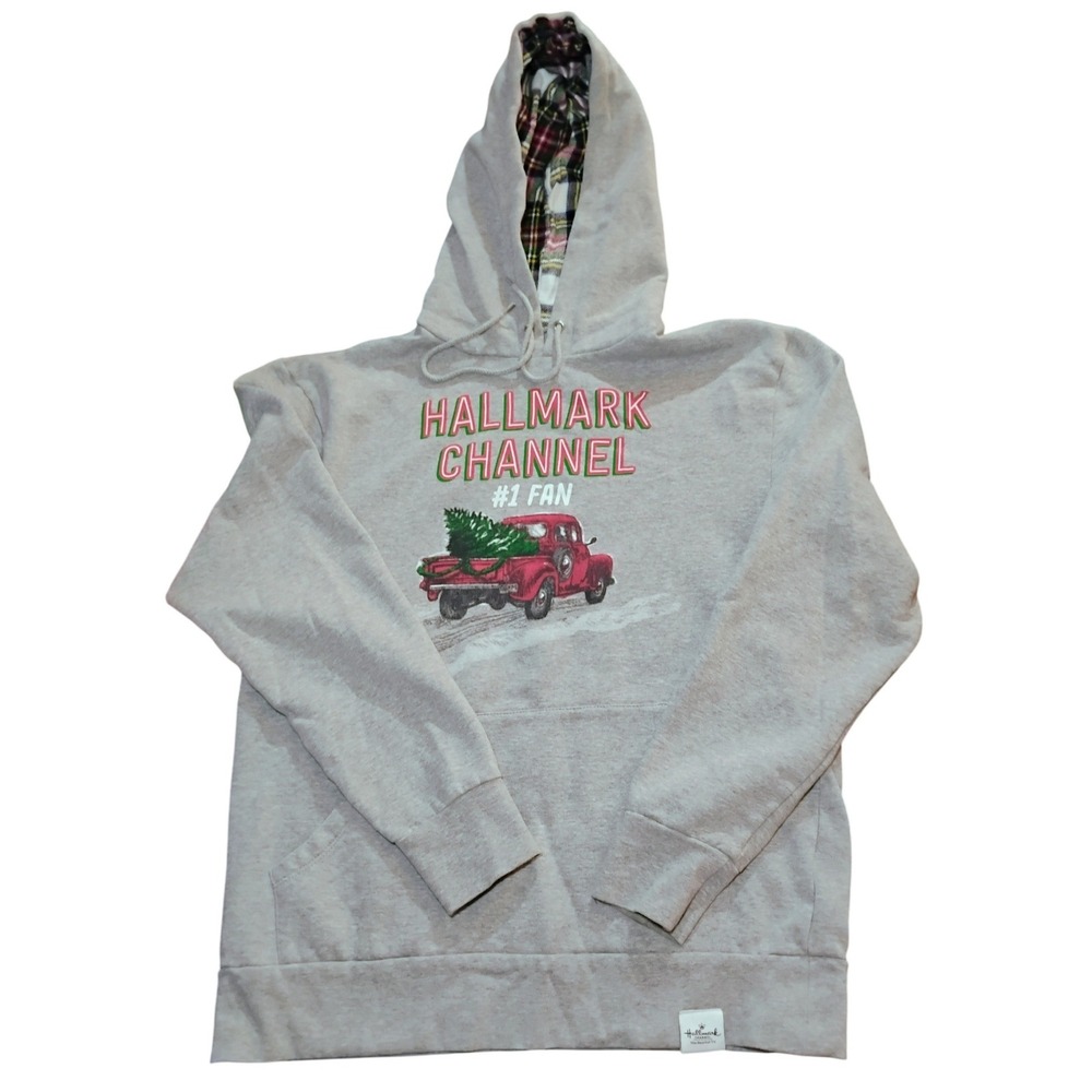 Hallmark Channel #1 Fan Hoodie Gray Christmas Movie Cozy Pullover Sweatshirt S‎